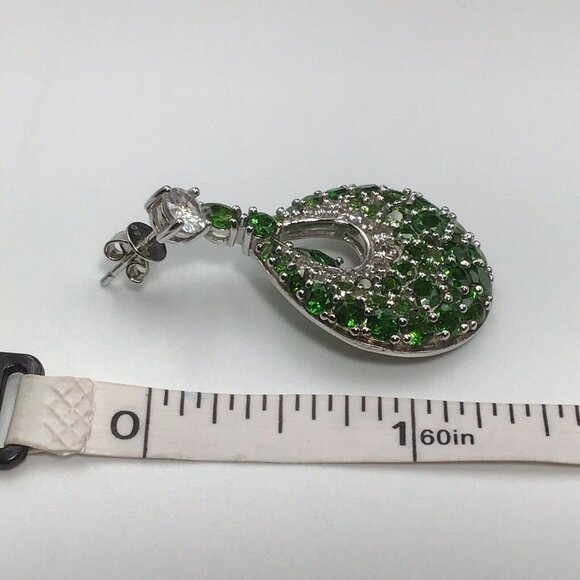 Sterling Silver Chrome Diopside Earrings 1.25” 13 Grams - Picture 7 of 10